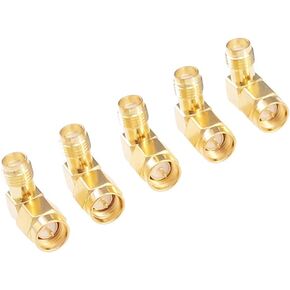 5pcs SMA Male to SMA Female Right Angle 90 Degree RF Coaxial Coax Adapter for Antenna(F96-5)