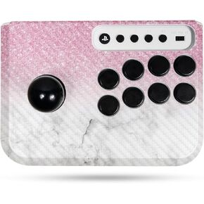 Carbon Fiber Gaming Skin Compatible with Hori Fighting Stick Mini (PS5, PS4, PC) - Marble Glitz - Premium 3M Vinyl Protective Wrap Decal Cover - Easy to Apply | Crafted in The USA by MightySkins