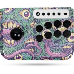 Carbon Fiber Gaming Skin Compatible with Hori Fighting Stick Mini (PS5, PS4, PC) - Eyes and Teeth - Premium 3M Vinyl Protective Wrap Decal Cover - Easy to Apply | Crafted in The USA by MightySkins