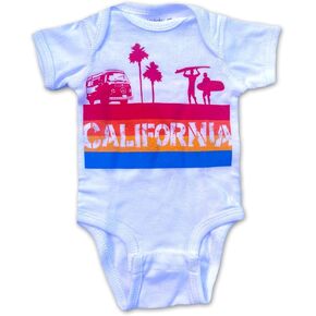 Sol Baby California 4 Color Stripe White Bodysuit - Unisex Baby Summer, Short Sleeve Romper for Newborns, Infants & Babies