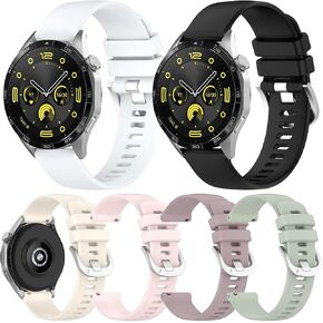 6Pcs Silicone Watch Bands Compatible with Huawei Watch GT4 46MM/41MM Smartwatch Band Strap Soft Replacement Wristband Sport Band Bracelet