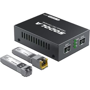 10G SFP+ Media Converter (Kit) with 10GBase-T Fiber Transceiver Reach 30 Meters and 10GBase-SR Fiber Module (300 m, MMF, 850nm)