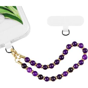 Marble Beaded Phone Wrist Strap, Phone Chain Strap with Tether Tab Hands-Free Wrist Strap Phone Chain Strapfor Women（Purple）