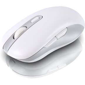Wireless Mouse Bluetooth Dual Mode Bluetooth & 2.4G Optical Rechargeable Ergonomic Computer Mice with USB Receiver 3 Adjustable DPI Portable Cordless Bluetooth Mouse for iPad PC Laptop Mac OS, Pink