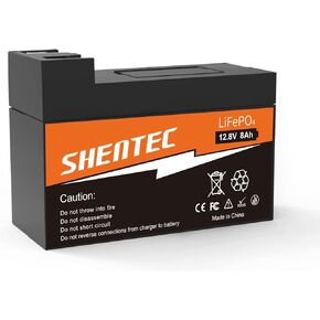 Shentec LiFePO4 Battery - 12V 8AH Lithium Battery,Deep Cycles|Lightweigh|Built-in BMS,Perfect for Kids Car, Ride on Toys,Fish Finder, Alarm System,Speaker,Small UPS