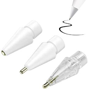 3 قطع من رؤوس أقلام الرصاص من YINVA لقلم Apple Pencil، 3 أنماط من نصائح الجيل الثاني من المعدن ذو النقاط الدقيقة لأقلام Apple، نصائح بديلة لقلم iPad لأقلام Apple من الجيل الأول (أبيض، شفاف)