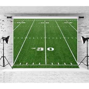 7x5ft American Football Field Photography Backdrop Thirty Yard Line Number and Green Background for Theme Party Decor Photo Shoot Backdrops