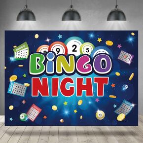 7x5ft Bingo Night Theme Backdrop Game Time Cards Winning Ball Photography Background Cake Table Banner Decorations Party Supplies Favors Photo Booth Studio Props