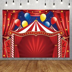 7X5FT Circus Carnival Circus Theme Party Photo Backdrop Carnival Lights Party Decorations Stars Birthday Party Photography Background Photo Booth Props Polyester