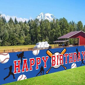 Large Baseball Party Party Banner Decoration - Baseball Sport Birthday Party Supplies Wall Decorations for Indoor/Outdoor(8.2 ×1.5ft)