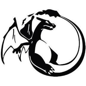Anime CHARZARD Flying Vinyl Stickers Symbol 5.5" Decorative DIE Cut Decal for Cars Tablets LAPTOPS Skateboard - Black