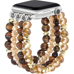 JR.DM Natural Stone Bracelet Beaded-Bands Compatible with Apple Watch Series 9 8 7 6 5 4 3 2 1, Handmade Elastic Stretch Beads Fancy Boho Strap for iWatch Band 38/40/41/42/44/45/49mm Women in Kuwait