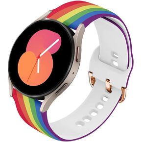 Compatible for Samsung Galaxy Watch 7 FE 6 5 4 Bands,Women Men Soft Silicone Pattern Printed Sport Replacement Strap Wristband for Galaxy Watch 6 Classic/5 Pro/4 Classic/Watch 3 41mm (Rainbow)