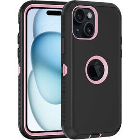 for iPhone 15 Plus Case, with Built in Screen Protector Heavy Duty Drop Protection, Full Body Rugged Shockproof Dust Proof Protective Phone Cover for Apple iPhone 15 Plus 6.7" Black