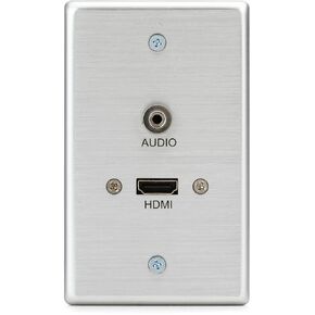 C2G Legrand VGA 3.5MM Wall Plate, Pass Through Wall Plate with Computer and Audio Inputs, Brushed Aluminium Single Gang Wall Plate, VGA Wall Plate, 1 Count, C2G 40506