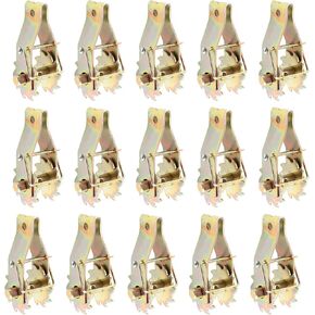 15 PCS Fence Wire Strainer, Fence Wire Ratchet Tensioner Heavy Duty Inline Wire Strainer Ratchet for Farm and Fence Tighten, Yellow