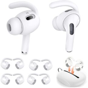 4 Pairs Replacement Ear Hooks for AirPods Pro 2 with Silicone Storage Pouch, Earbuds Cover for AirPods Pro2 Accessory Wing Ear Tips White