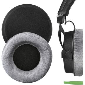 Geekria Comfort Velour Replacement Ear Pads for Beyerdynamic DT440 DT770 DT790 DT797 DT860 DT880 DT990 T5P T70 T90 HS200 HS400 HS800 MMX300 RSX700 Headphones Ear Cushions, Headset Earpads (Grey)