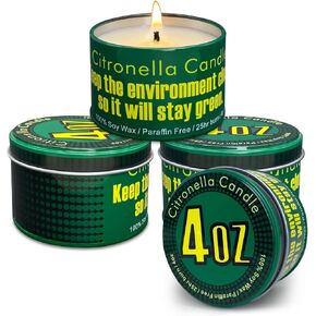 4 Pack 4 Oz 25 Hour Outdoor Citronella Candles, 100% Soy, for Patio, Table Decor, Camping Accessories