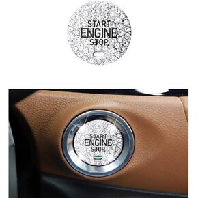 1797 Compatible Ignition Button Caps for Chevy Chevrolet Bling Accessories Blazer Silverado Tahoe Start Stop Engine Interior Parts Covers Decals Stickers Decorations Men Crystal Zinc Cute Silver