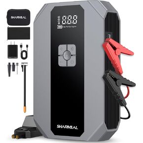 Jump Starter with Air Compressor, 4500A Peak 12V Battery Jump Starter with 150PSI Digital Tire Inflator, Up to 9L Gas & 7L Diesel Engines, Car Jumper Box with Large Display, Emergency Light
