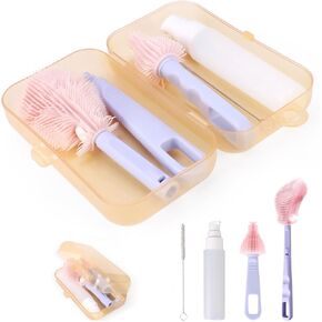 Breast Pump Cleaning Brush,4 in 1 Breast Pump Cleaning Kit,Detachable Breast Pump Cleaning,BPA Free Soft Bristles Silicone Travel Breast Pump Cleaning Kit