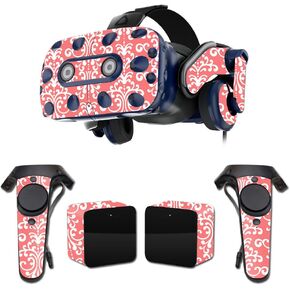 MightySkins Skin Compatible with HTC Vive Pro VR Headset - Coral Damask | Protective, Durable, and Unique Vinyl Decal wrap Cover | Easy to Apply, Remove, and Change Styles | Made in The USA