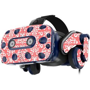 MightySkins Skin Compatible with HTC Vive Pro VR Headset - Coral Damask | Protective, Durable, and Unique Vinyl Decal wrap Cover | Easy to Apply, Remove, and Change Styles | Made in The USA