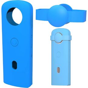 Lens Cover Silicone Case Compatible with Ricoh Theta sc2 360 Cameras Accessories Dust-Proof Silicone Protective Case Sleeve Case (Blue)