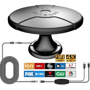 Outdoor TV Antenna 360° omnidirectional Reception Over 100 Miles Range Enhanced VHF and UHF 4K HD Digital TV Antenna, 32 feet RG6 coaxial Cable (Screw Base)