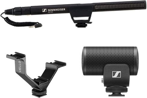 Sennheiser Pro MKE 600 Shotgun Microphone for Video Camera/Camcorder Bundle with MKE 200 Ultracompact Camera-Mount Mic and V-Rig Triple Shoe Bracket in Saudi Arabia