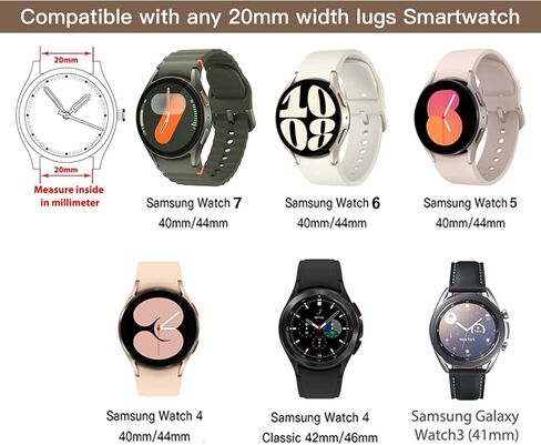 20mm Dressy Bands Compatible with Samsung Galaxy Watch 7/6/5/4 40mm/44mm Watch3 41mm/Active 2/Active Watch Bands Women's Bling Metal Wristband Strap in Saudi Arabia