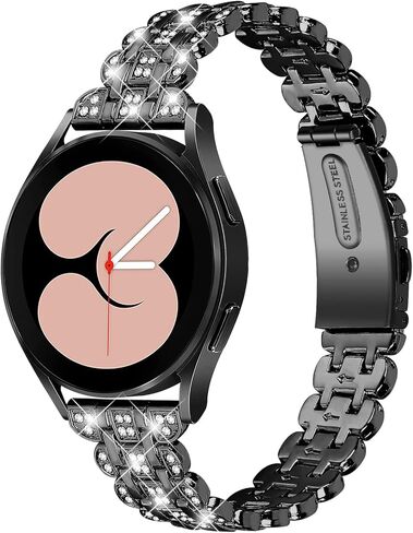 أساور أنيقة 20 مم متوافقة مع ساعة Samsung Galaxy Watch 7/6/5/4 40 مم/44 مم Watch3 41 مم/Active 2/Active Watch Bands حزام معصم معدني لامع للسيدات in Kuwait
