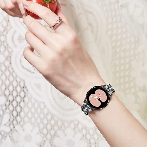 أساور أنيقة 20 مم متوافقة مع ساعة Samsung Galaxy Watch 7/6/5/4 40 مم/44 مم Watch3 41 مم/Active 2/Active Watch Bands حزام معصم معدني لامع للسيدات in Kuwait