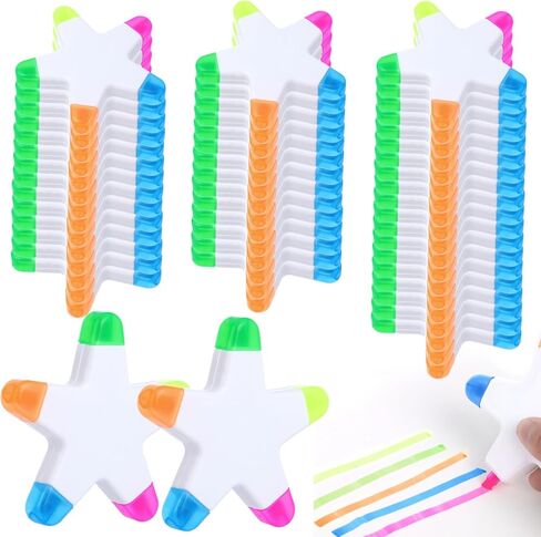 Anjetan Colorful Star Highlighters, 24 Packs Fluorescent Pens 5-In-1 Highlighters for Marking, Drawing, Star-Shaped Aesthetic markers for School, Office Stationery Supplies in Saudi Arabia