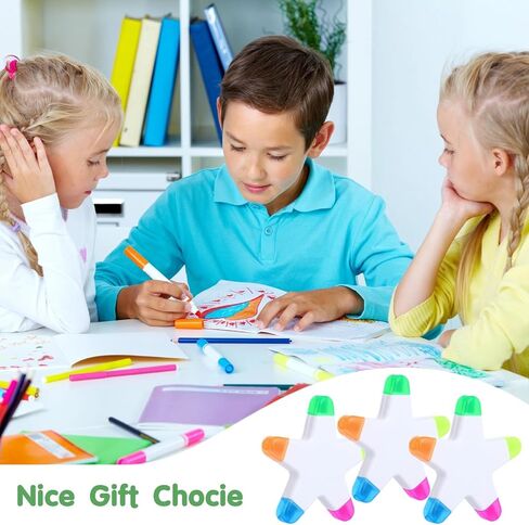 Anjetan Colorful Star Highlighters, 24 Packs Fluorescent Pens 5-In-1 Highlighters for Marking, Drawing, Star-Shaped Aesthetic markers for School, Office Stationery Supplies in Saudi Arabia