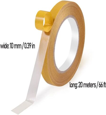 Double-Sided Fabric Tape Heavy Duty，Durable Duct Cloth Tape,Easy to Remove Without Residue,Super Sticky for Carpets Rugs and Clothing etc. (5CM/1.96in x 66ft/20M) in Saudi Arabia