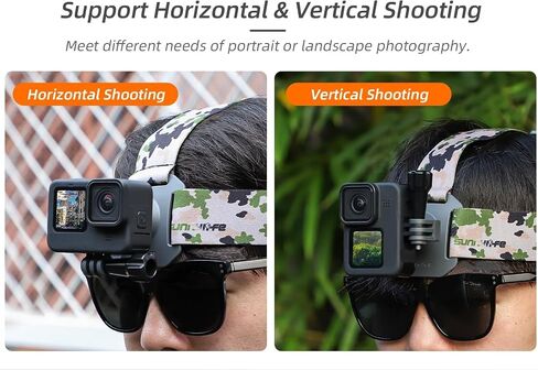 حزام رأس BTG يدور 360 درجة متوافق مع DJI Action 4 3/Insta360 Go 3 2 One X3 One R/DJI Pocket 3 2 ملحقات عصابة الرأس (مموهة) in Saudi Arabia