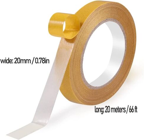 Double-Sided Fabric Tape Heavy Duty，Durable Duct Cloth Tape,Easy to Remove Without Residue,Super Sticky for Carpets Rugs and Clothing etc. (5CM/1.96in x 66ft/20M) in Saudi Arabia