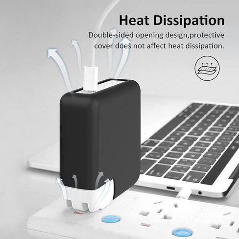 Soft Silicone Charger Protector Case Sleeve Cover for MacBook Pro 14 inch 96W 2021 2022 2023 A2442 M1 A2779 M2 Chip, Power Adapter Cover for MacBook Pro 16 inch 2019 2020 Model A2141, Black in Kuwait