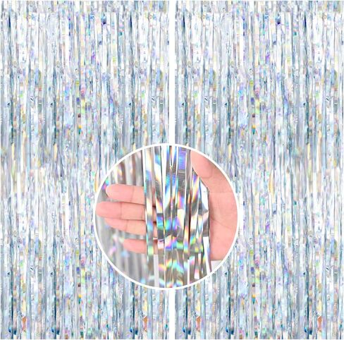 2 Packs Halloween Metallic Tinsel Curtains, Orange Purple Black Foil Fringe Curtains Door Wall Windows Hanging for Home Outdoor Halloween Birthday Party Photo Booth Props Decorations (3.3ft X 6.6ft) in Saudi Arabia