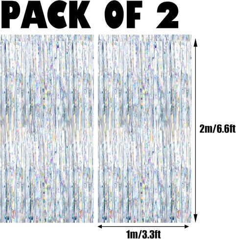 2 Packs Halloween Metallic Tinsel Curtains, Orange Purple Black Foil Fringe Curtains Door Wall Windows Hanging for Home Outdoor Halloween Birthday Party Photo Booth Props Decorations (3.3ft X 6.6ft) in Saudi Arabia