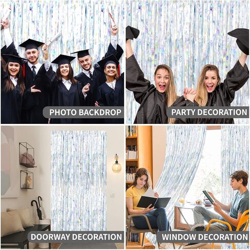 2 Packs Halloween Metallic Tinsel Curtains, Orange Purple Black Foil Fringe Curtains Door Wall Windows Hanging for Home Outdoor Halloween Birthday Party Photo Booth Props Decorations (3.3ft X 6.6ft) in Saudi Arabia