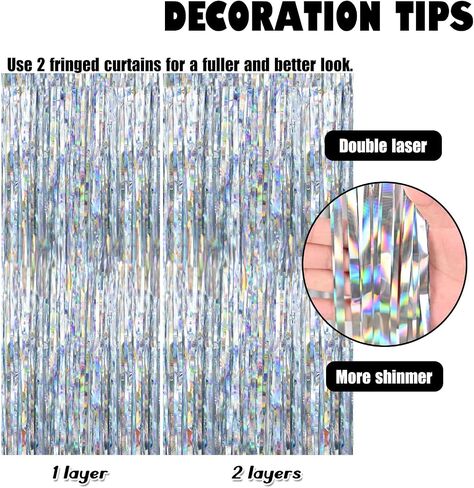 2 Packs Halloween Metallic Tinsel Curtains, Orange Purple Black Foil Fringe Curtains Door Wall Windows Hanging for Home Outdoor Halloween Birthday Party Photo Booth Props Decorations (3.3ft X 6.6ft) in Saudi Arabia
