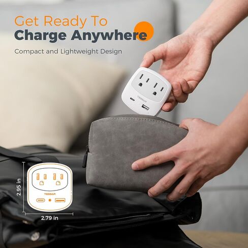 Australia New Zealand Power Plug Adapter, TESSAN Type I Travel Adaptor with 2 Electrical Outlets 2 USB Ports (1 USB C), Power Adapter for US to China Australian Argentina Fiji Cook Islands AU in Saudi Arabia