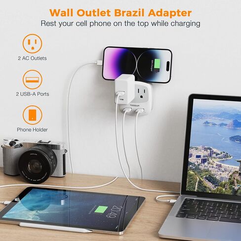 Australia New Zealand Power Plug Adapter, TESSAN Type I Travel Adaptor with 2 Electrical Outlets 2 USB Ports (1 USB C), Power Adapter for US to China Australian Argentina Fiji Cook Islands AU in Saudi Arabia