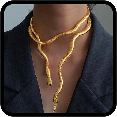 عقد TWINKLEDE ذهبي على شكل ثعبان وقلادة مرنة متعددة الأغراض للنساء in Kuwait
