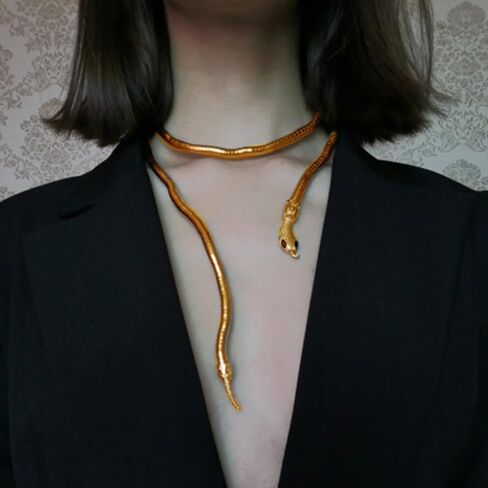 عقد TWINKLEDE ذهبي على شكل ثعبان وقلادة مرنة متعددة الأغراض للنساء in Kuwait