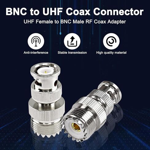 MEIRIYFA BNC إلى UHF RF محول محوري، BNC ذكر إلى SO239 UHF أنثى RF موصل محوري راديو مجموعة محول للهوائيات اللاسلكية LAN الأجهزة كابل محوري راديو واي فاي (4 قطع) in Saudi Arabia
