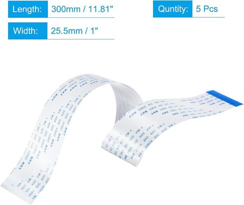 كابل مرن مسطح من MECCANIXITY FFC Ribbon، 40 دبوسًا 0.5 مم بطول 300 مم (نوع B) لكاميرا طابعة LCD ثلاثية الأبعاد وكاميرا DVD وتلفزيون الكمبيوتر المحمول حزمة صوت من 5 قطع in Saudi Arabia
